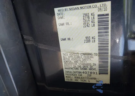 2011 Nissan Altima 2.5 S z USA, uszkodzony, nr VIN 1N4AL2AP3BN407891